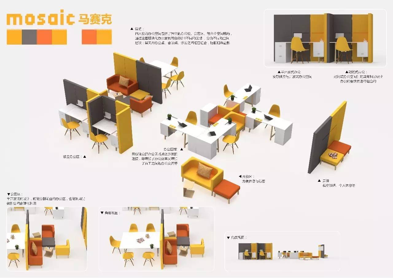 华南理工大学 以方块为基础型,进而衍生出一系列的模块化办公家具